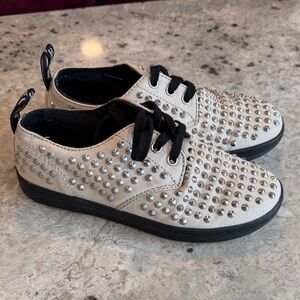 Dr. Martens Cream Canvas Sneakers with Silver Studs